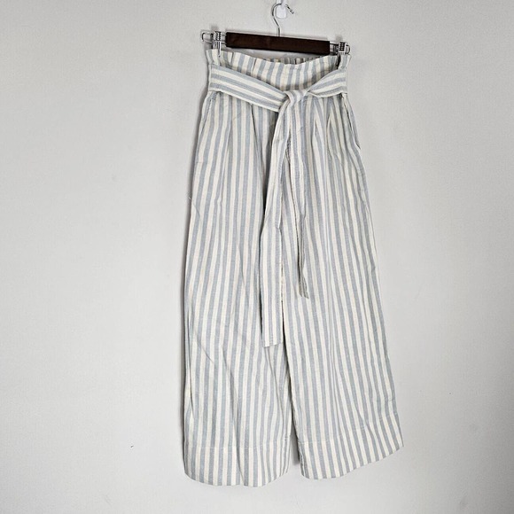 Madewell Tie-Waist Huston Pull-On Crop Pants Wide Leg Linen Blend Size S - Picture 3 of 13